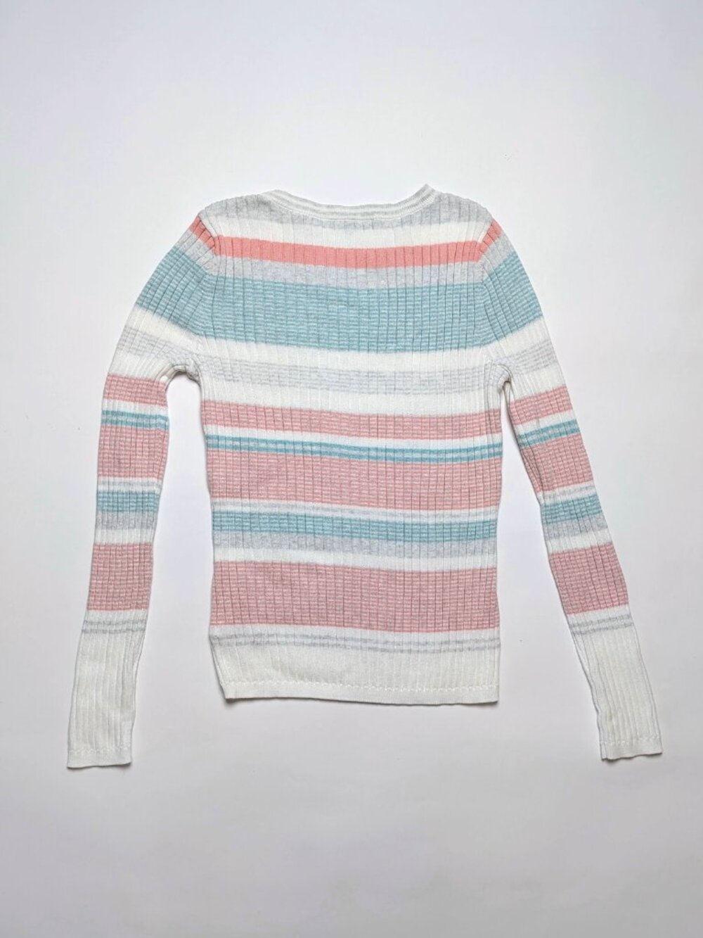 Margaret O'Leary Striped Knit Crewneck Ribbed Sweater Cotton - Picture 2 of 4